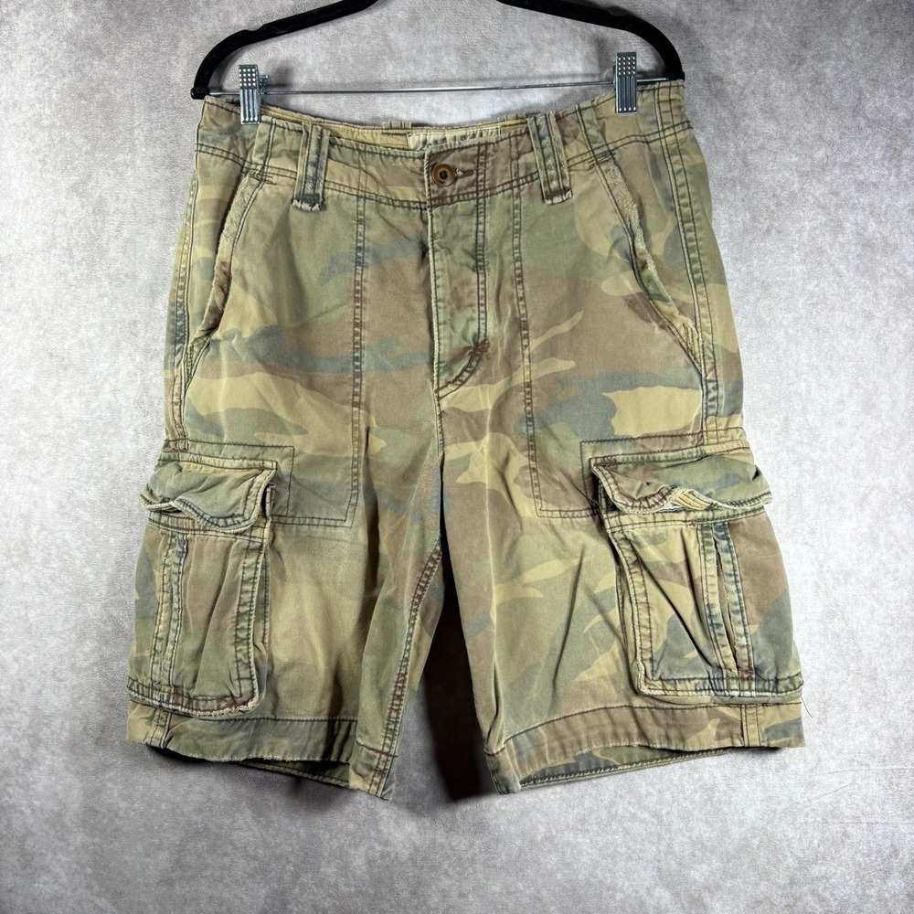 American Eagle Cargo Shorts Mens 32 Green Camo Military Tactical Multi-Pocket